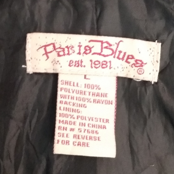 Paris Blues Black Faux Leather Jacket with hoodie Women's Size Large - Picture 8 of 16